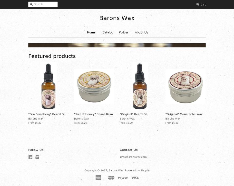 baronswax.com shopify website screenshot