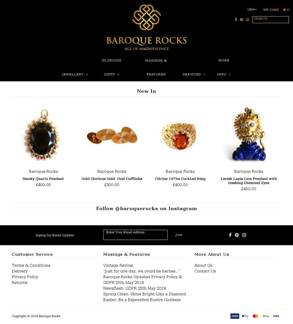 baroquerocks.com shopify website screenshot