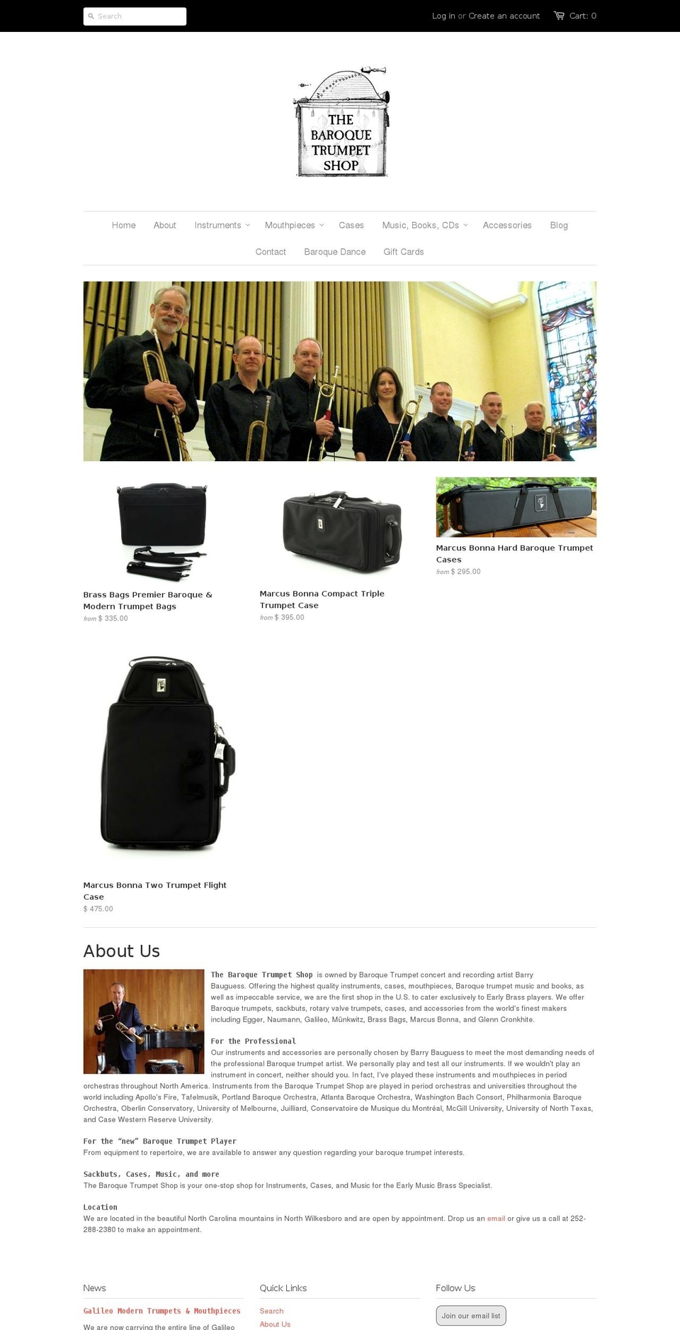 baroquetrumpet.com shopify website screenshot