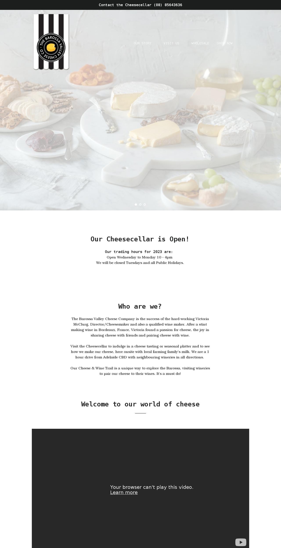 barossacheese.com.au shopify website screenshot