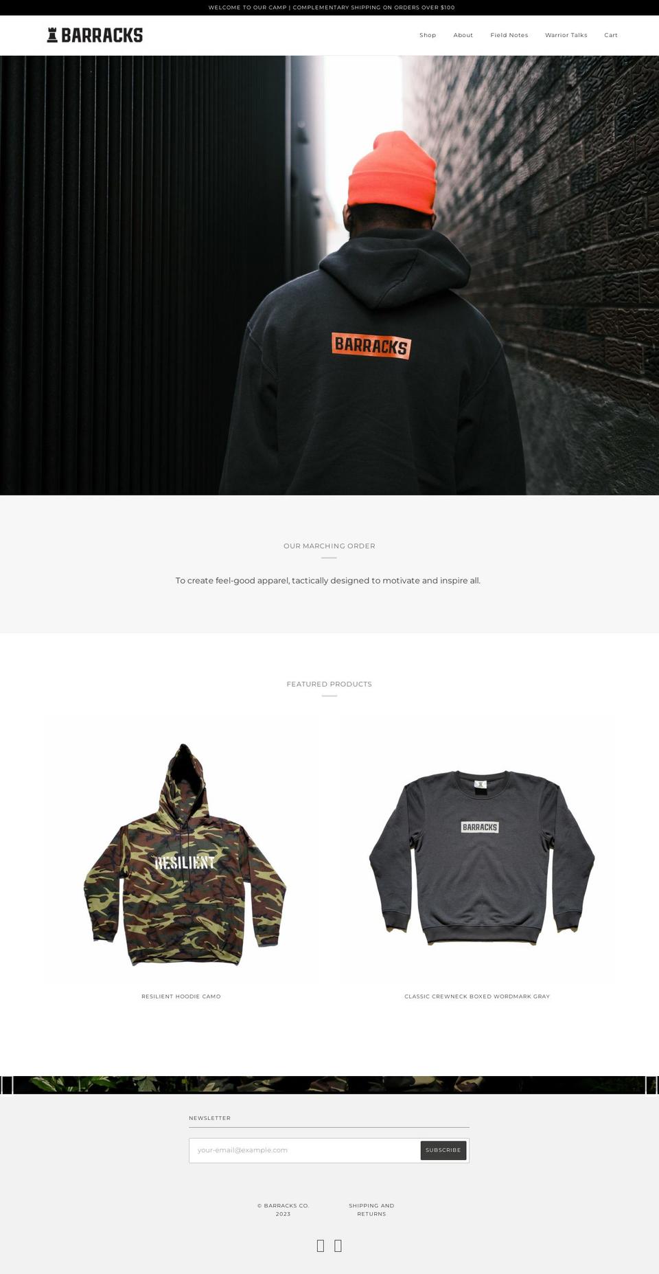 barracksco.com — Shopify storefront screenshot