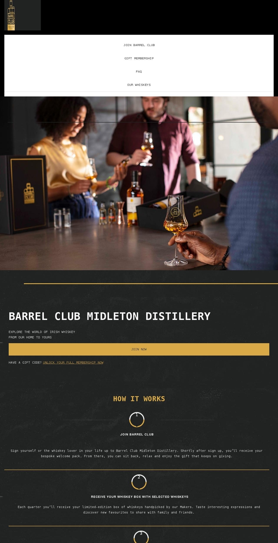 barrelclubmidletondistillery.com shopify website screenshot