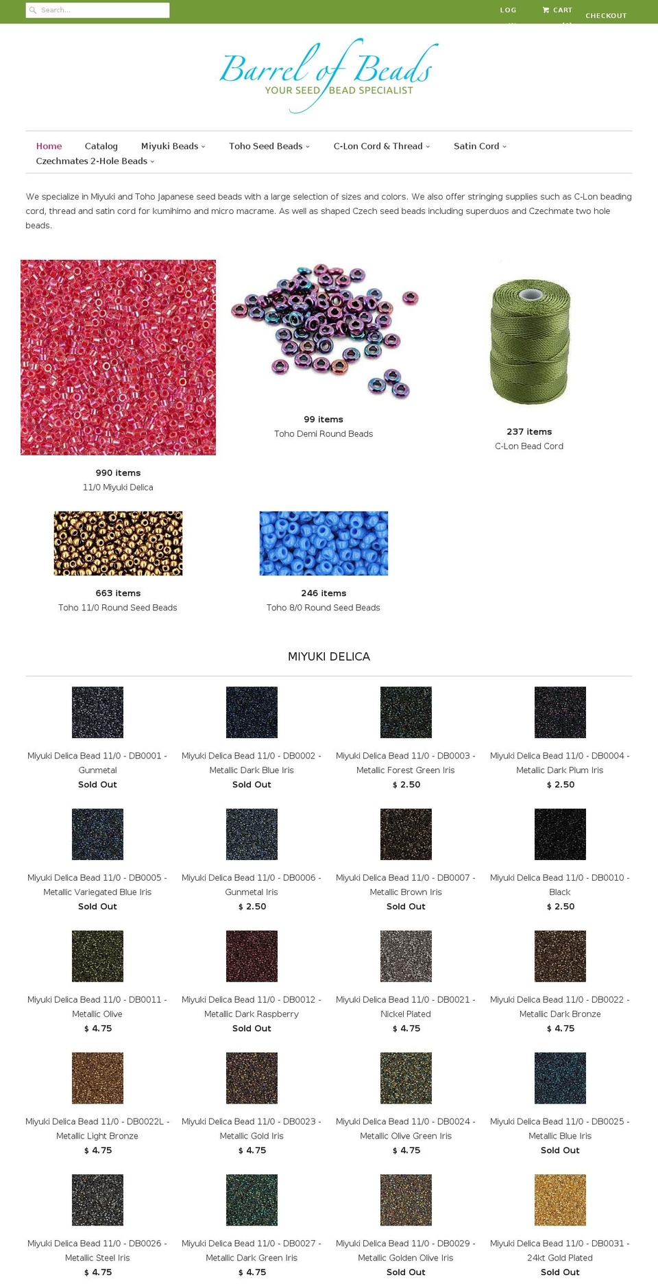 barrelofbeads.com shopify website screenshot
