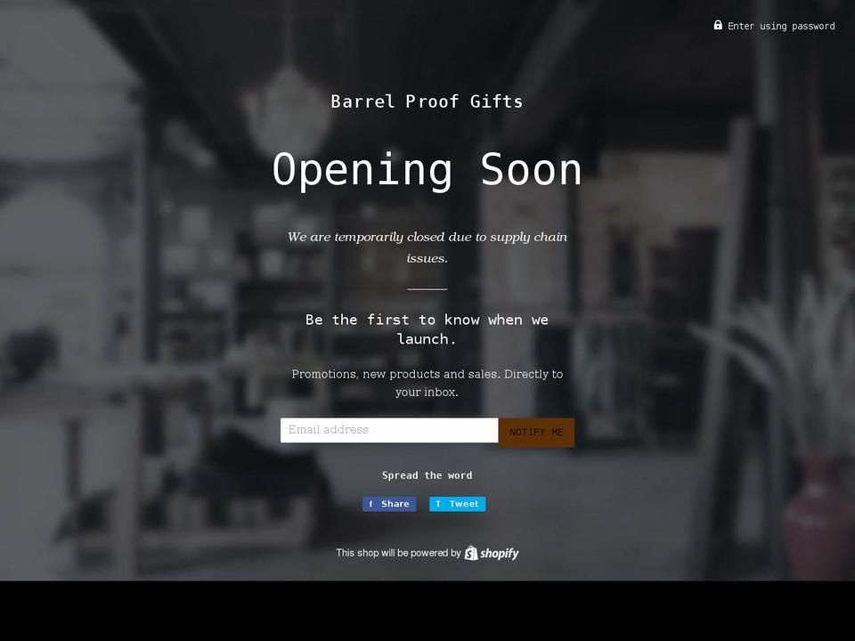 barrelproofgifts.com shopify website screenshot