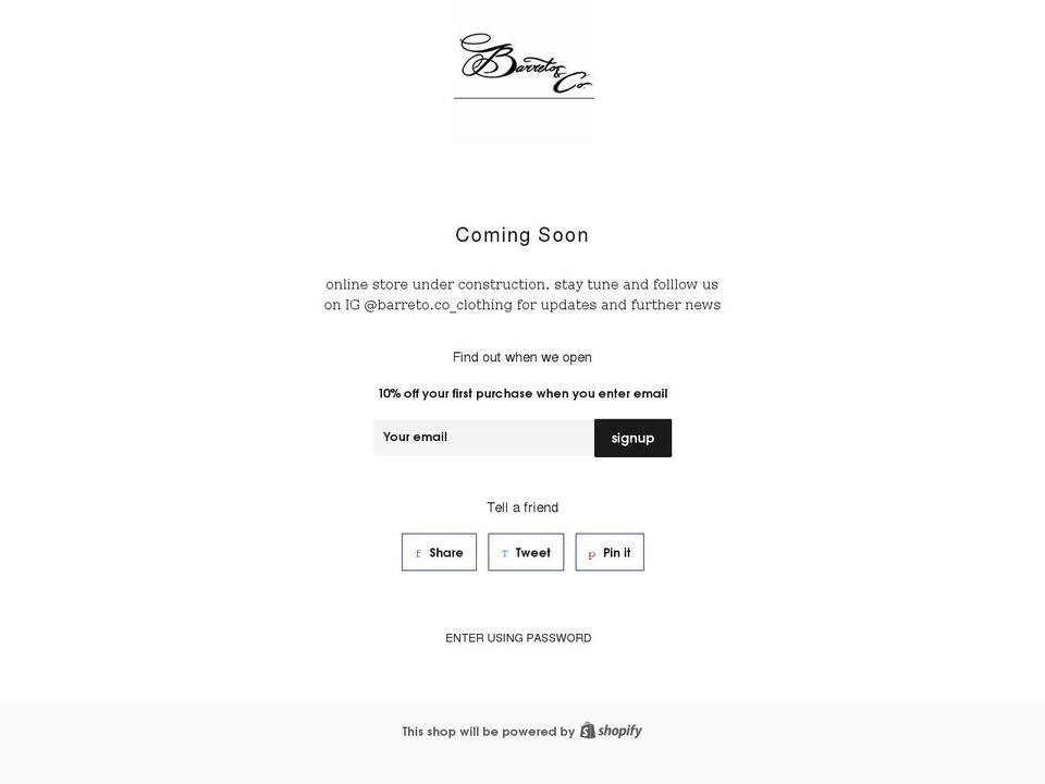 barretococlothing.com shopify website screenshot