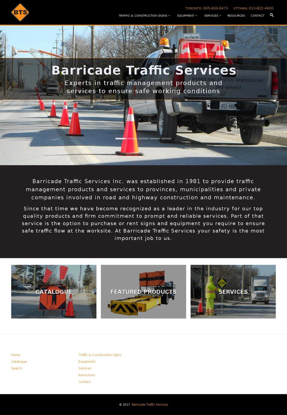 barricadetrafficservices.com shopify website screenshot