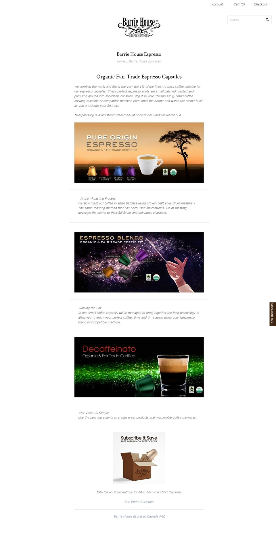 barriehouseespresso.com — Shopify storefront screenshot
