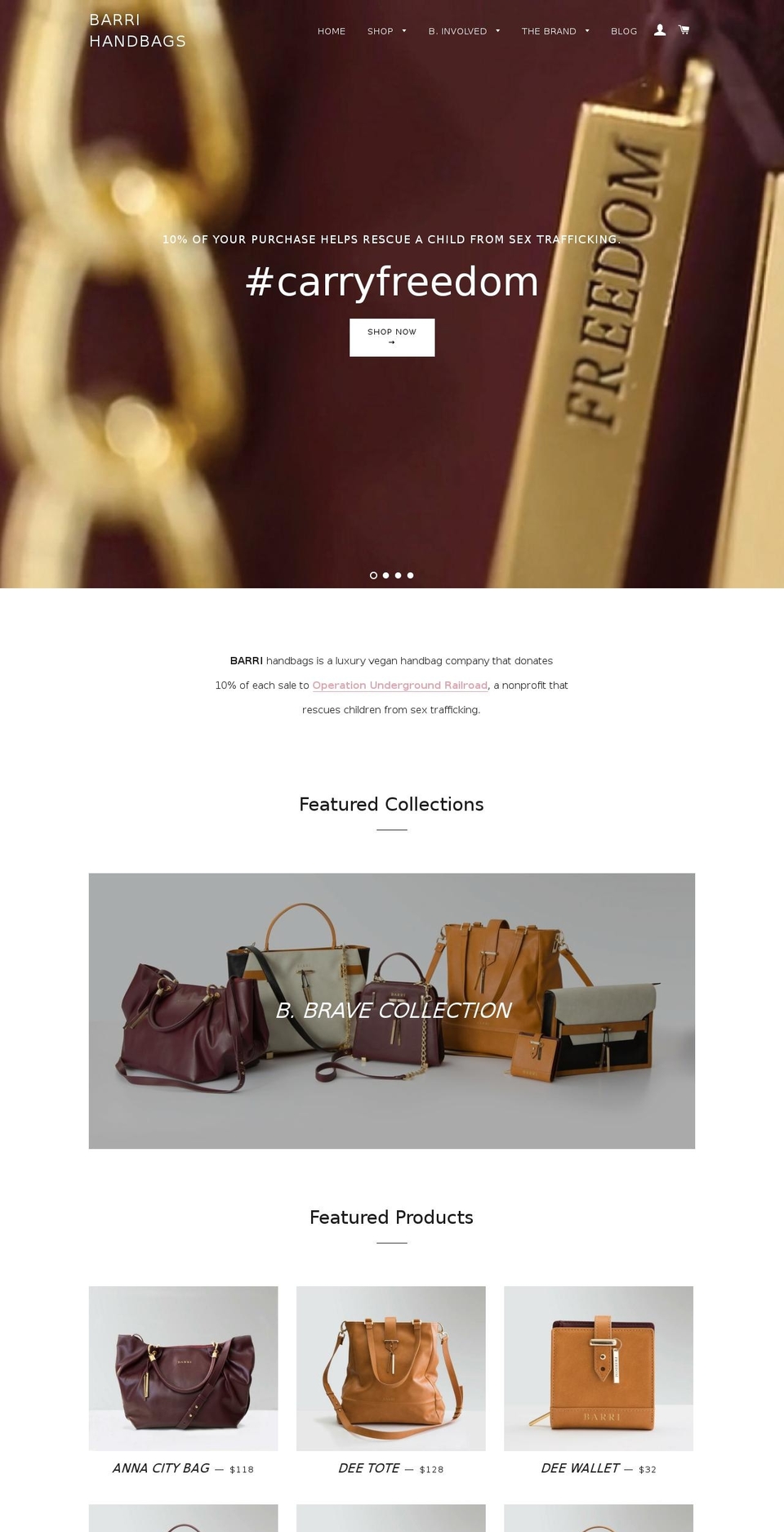 barrihandbags.com shopify website screenshot