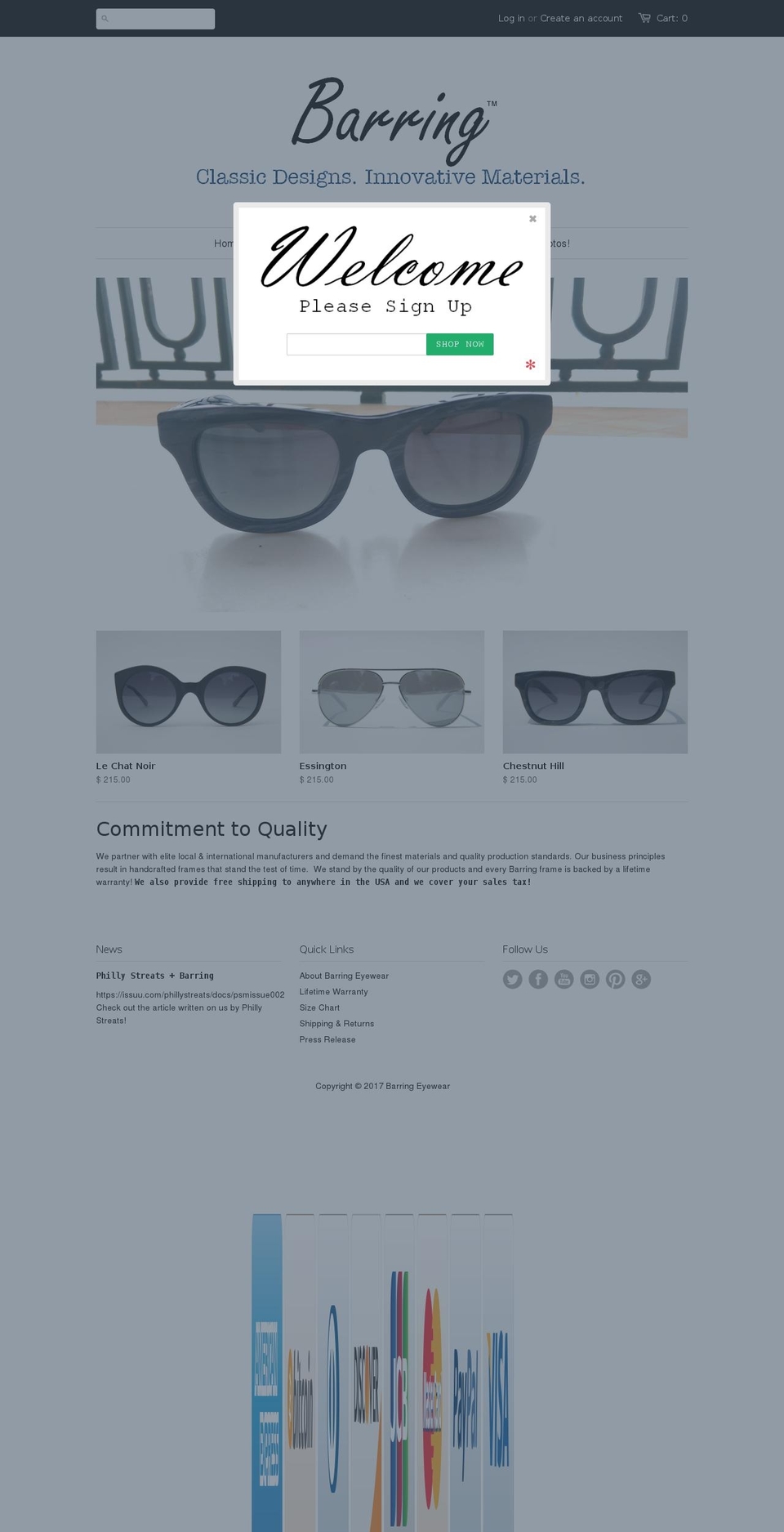 barringeyewear.com shopify website screenshot