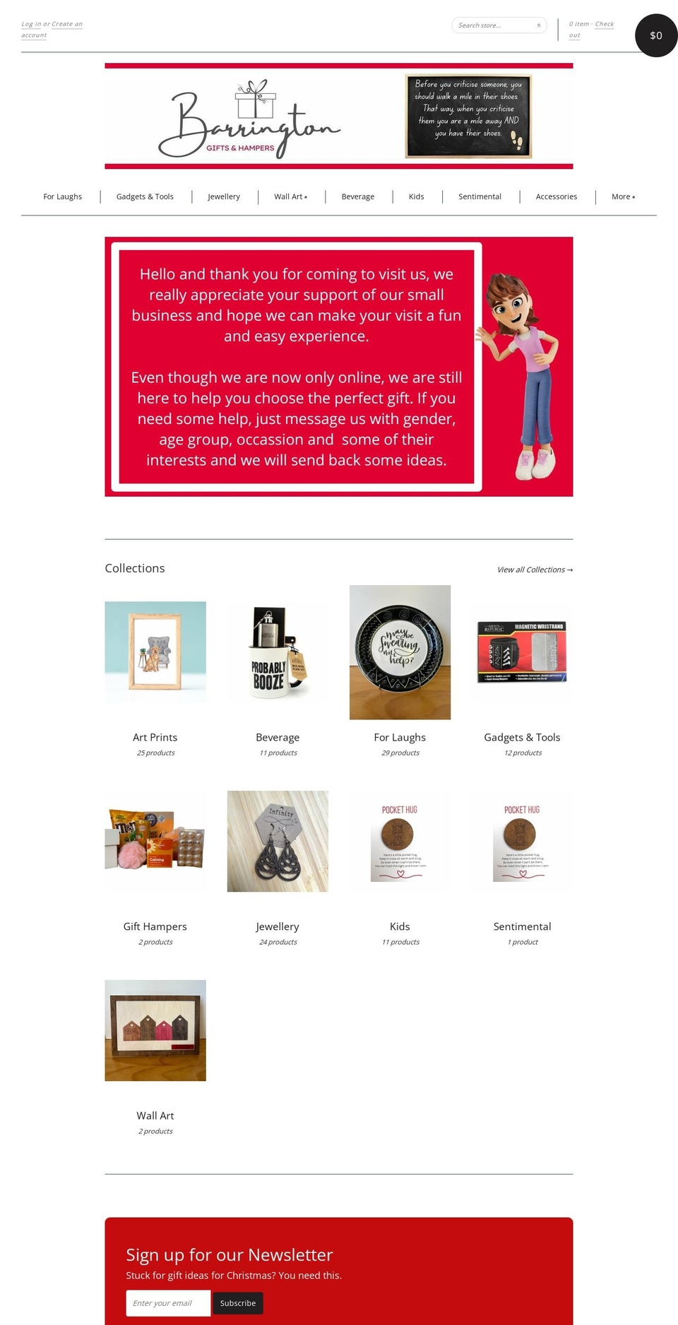 barringtongifts.co.nz shopify website screenshot