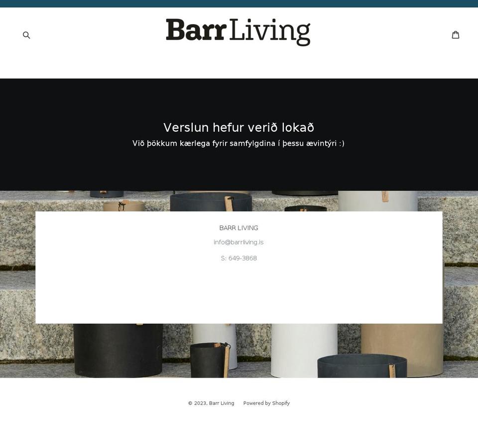 barrliving.is shopify website screenshot