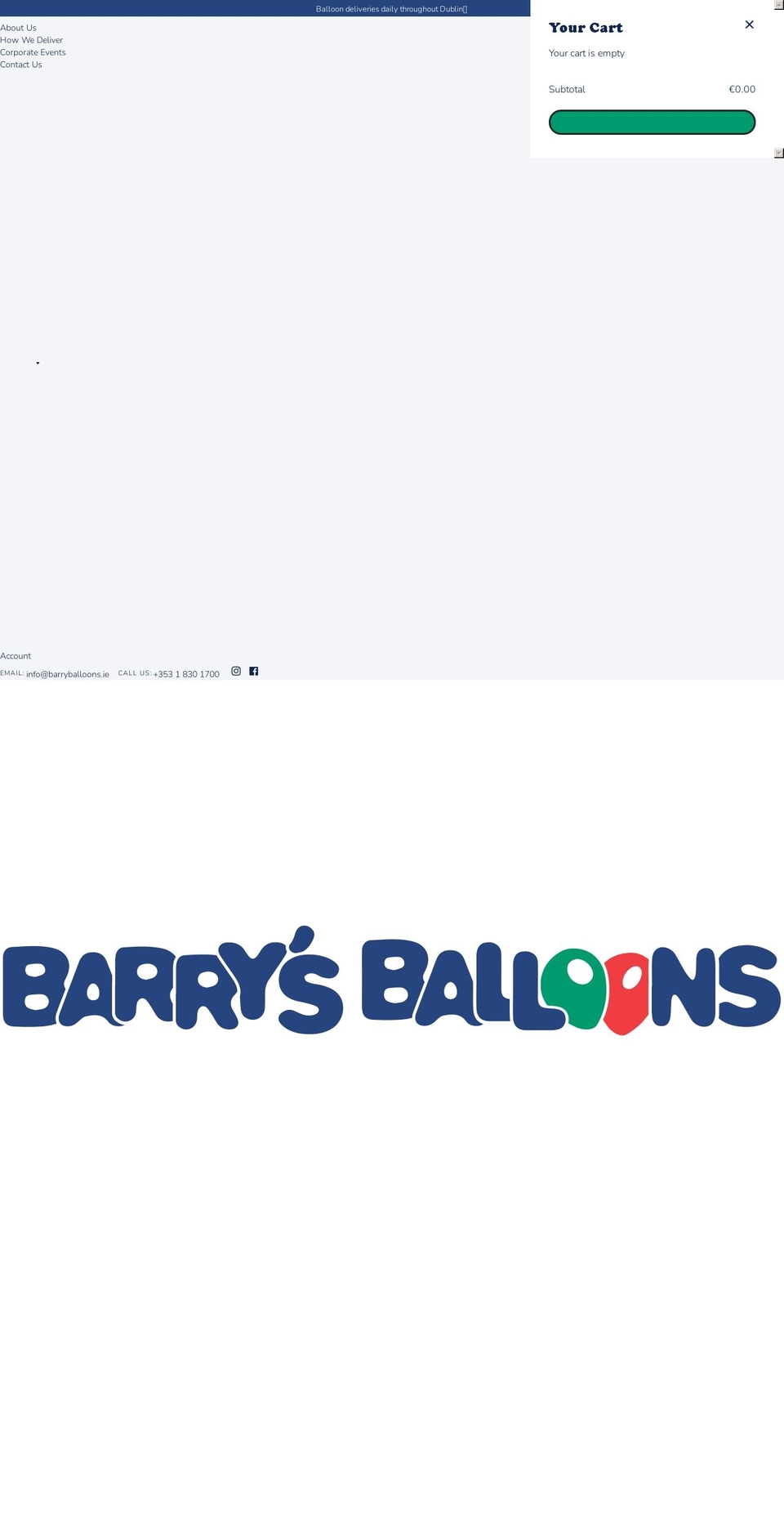 barryballoons.ie shopify website screenshot