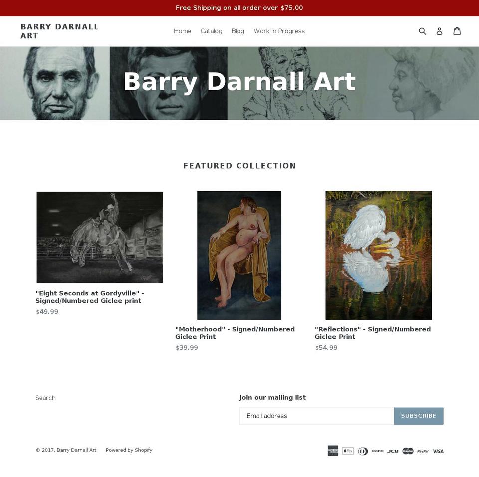 barrydarnallartist.com shopify website screenshot