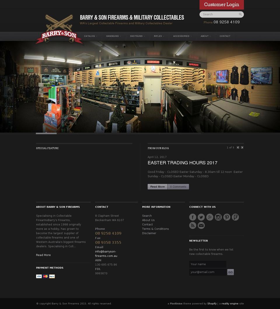 barrysfirearms.com.au shopify website screenshot