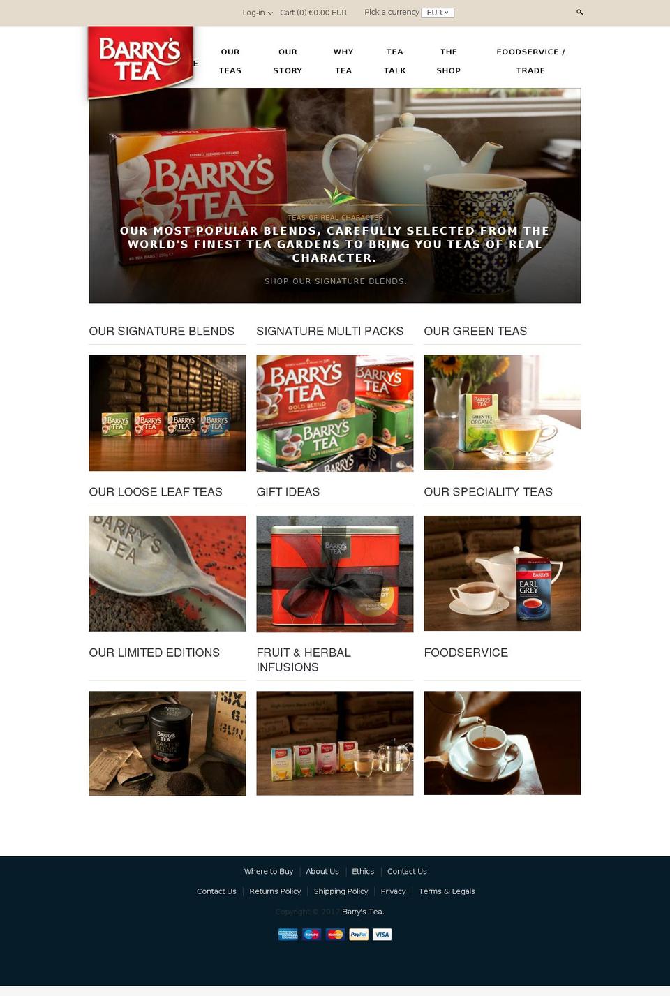barrysteashop.ie shopify website screenshot
