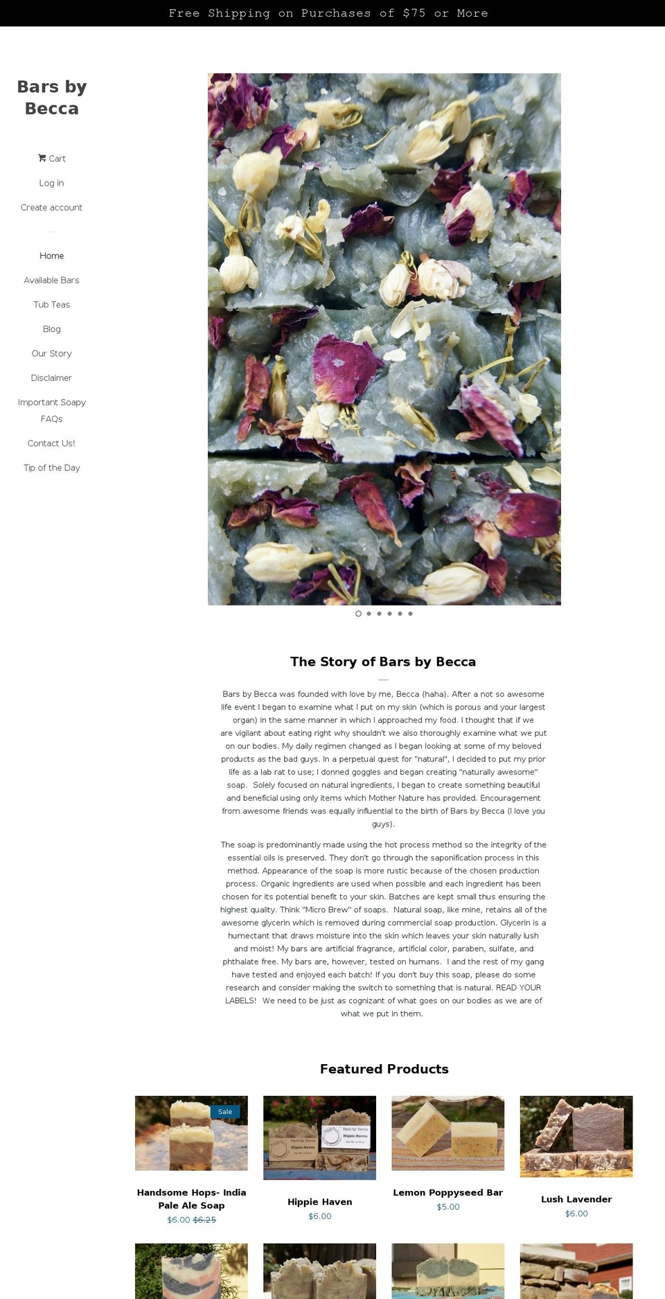 barsbybecca.com shopify website screenshot