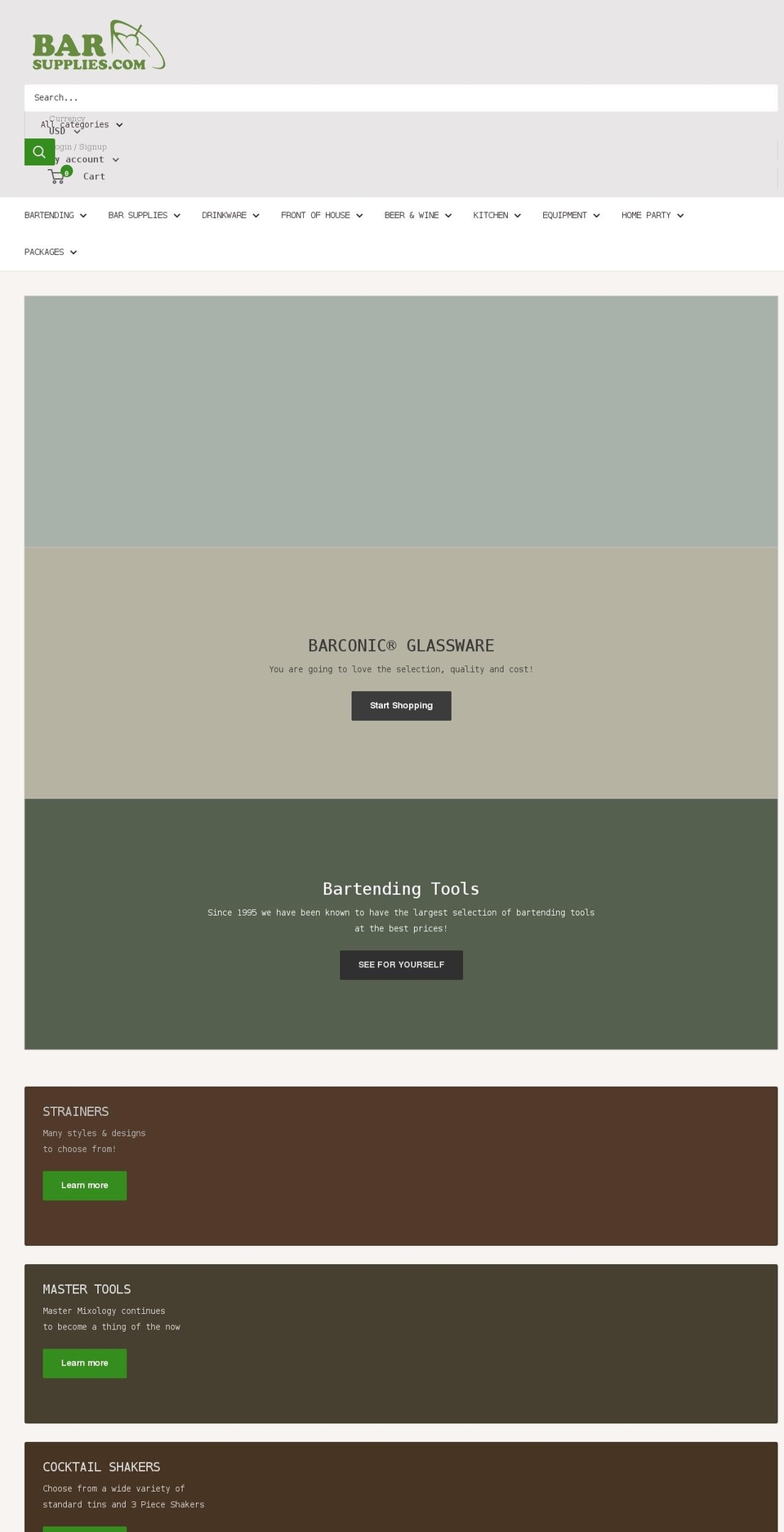 barsupplies.com shopify website screenshot