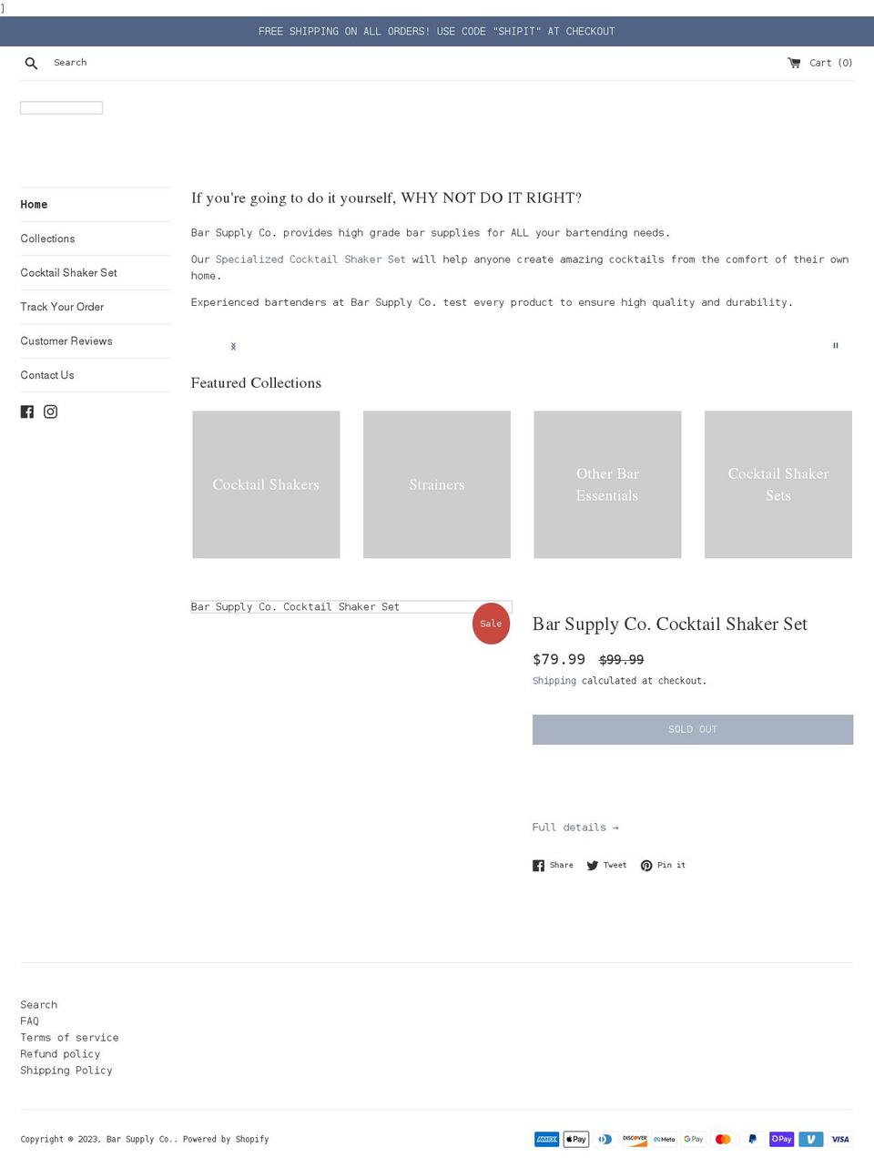 barsupplyco.com shopify website screenshot