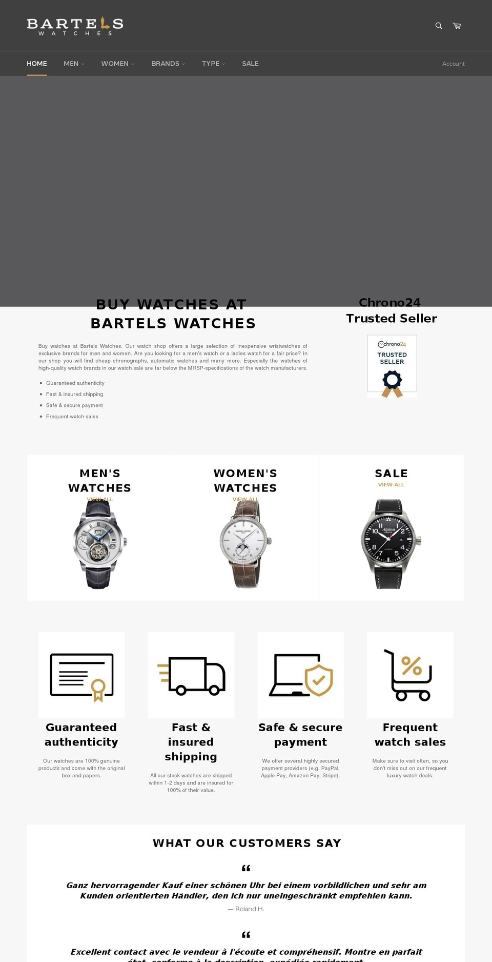 bartels-watches.com shopify website screenshot