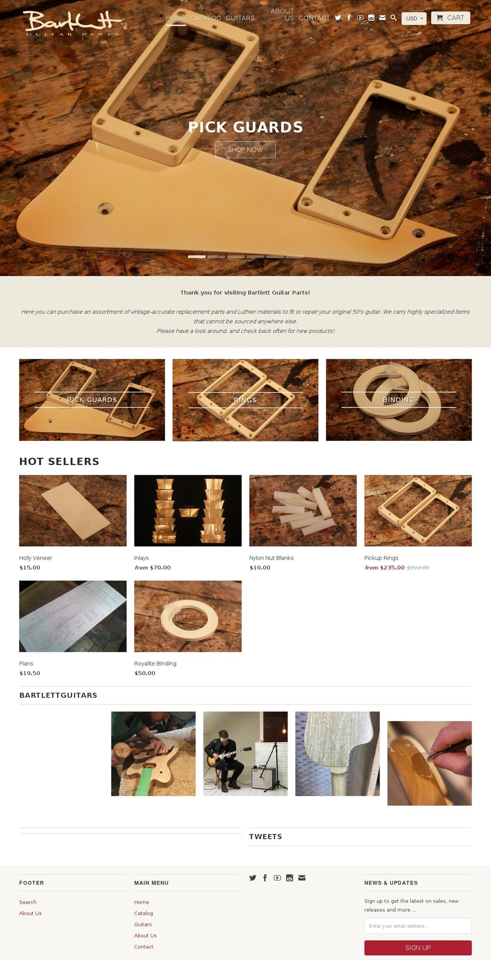 bartlettguitarparts.com shopify website screenshot