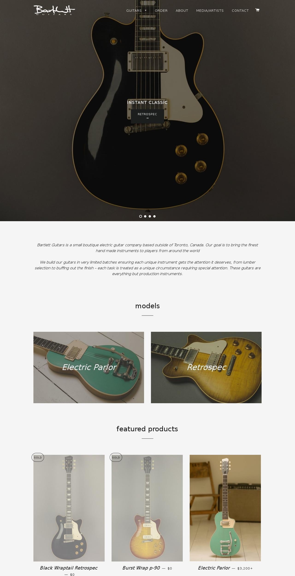 bartlettguitars.org shopify website screenshot