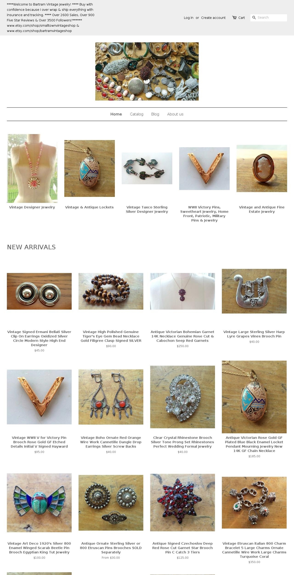 bartramvintagejewelry.com — Shopify storefront screenshot