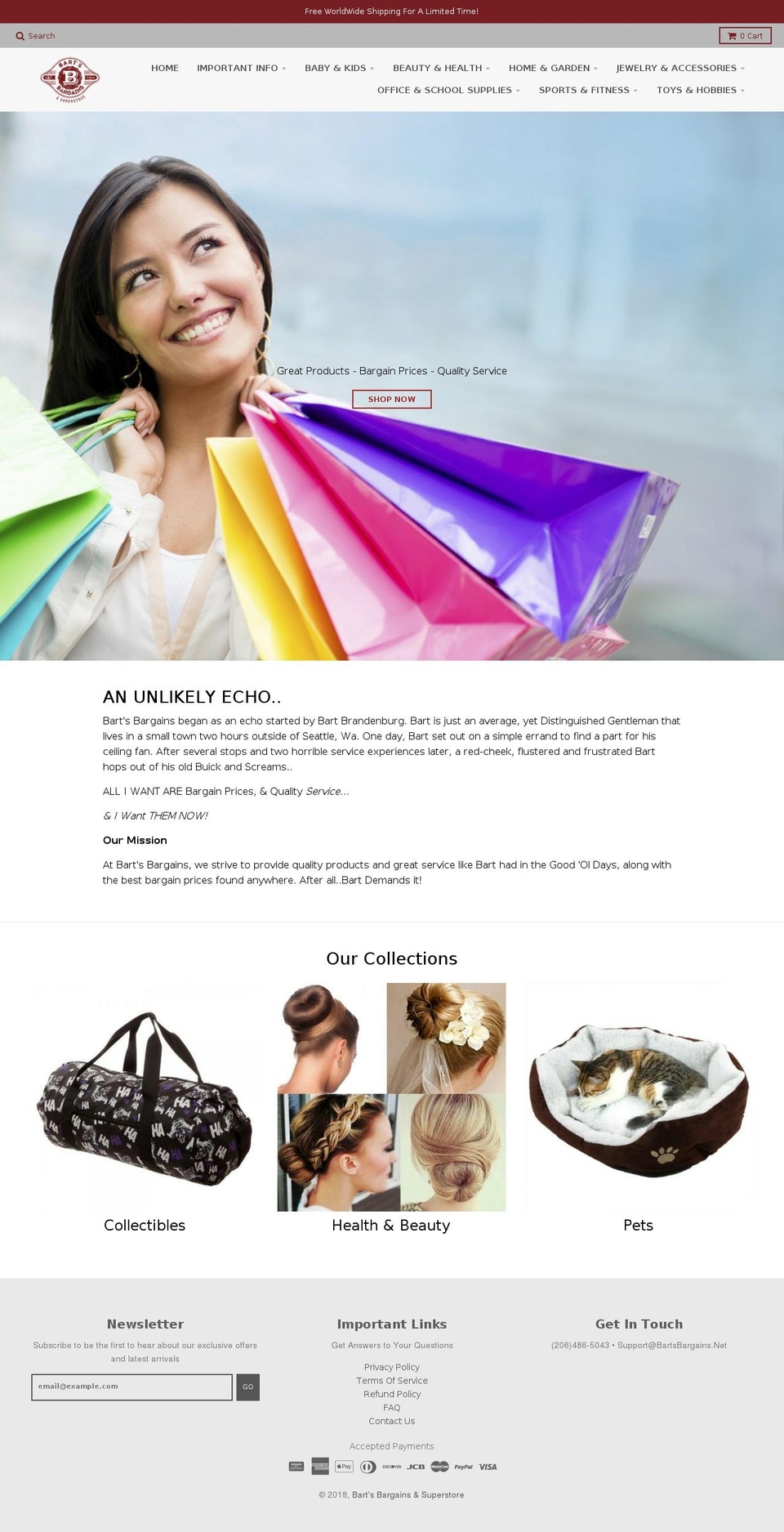 bartsbargains.net shopify website screenshot
