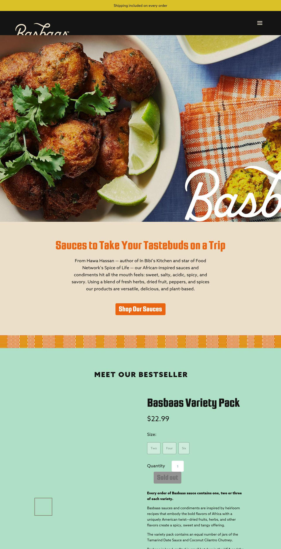basbaassauce.com shopify website screenshot