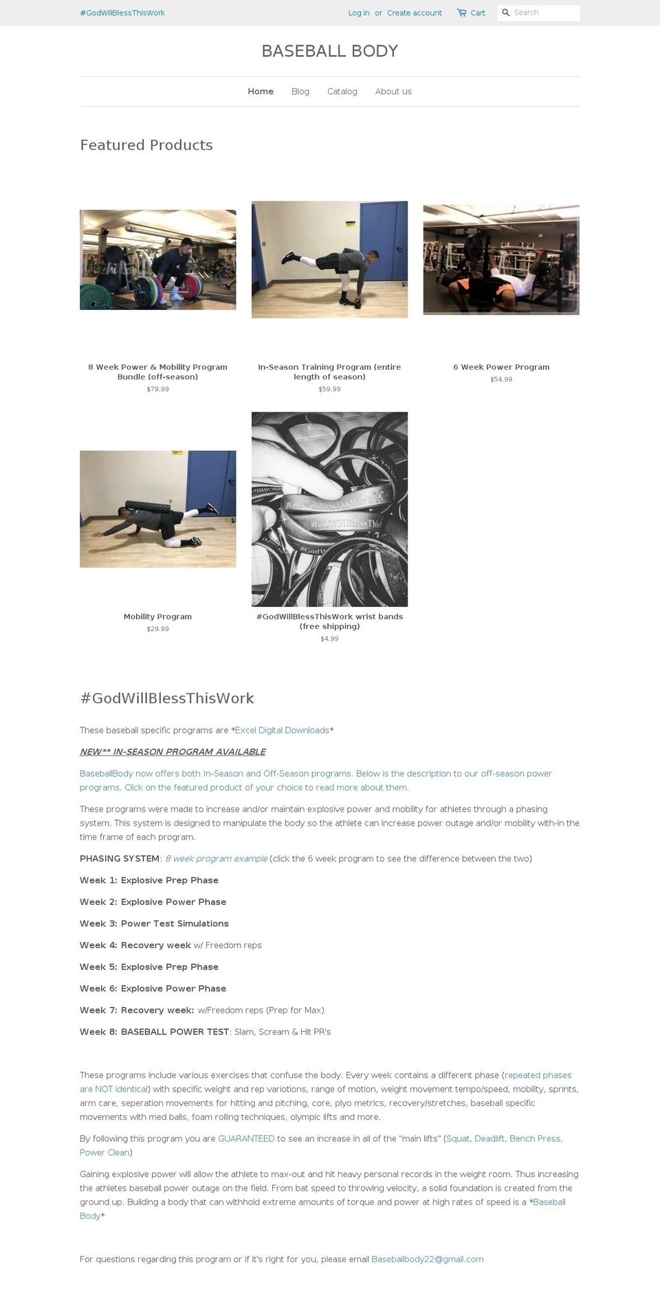 baseballbody.com shopify website screenshot