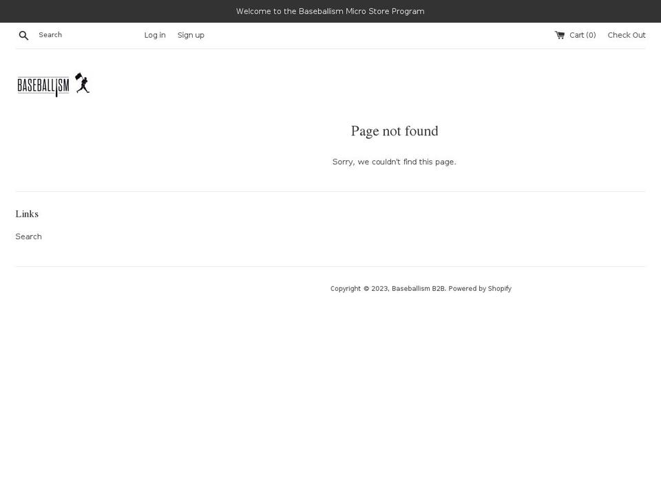 baseballismb2b.com — Shopify storefront screenshot