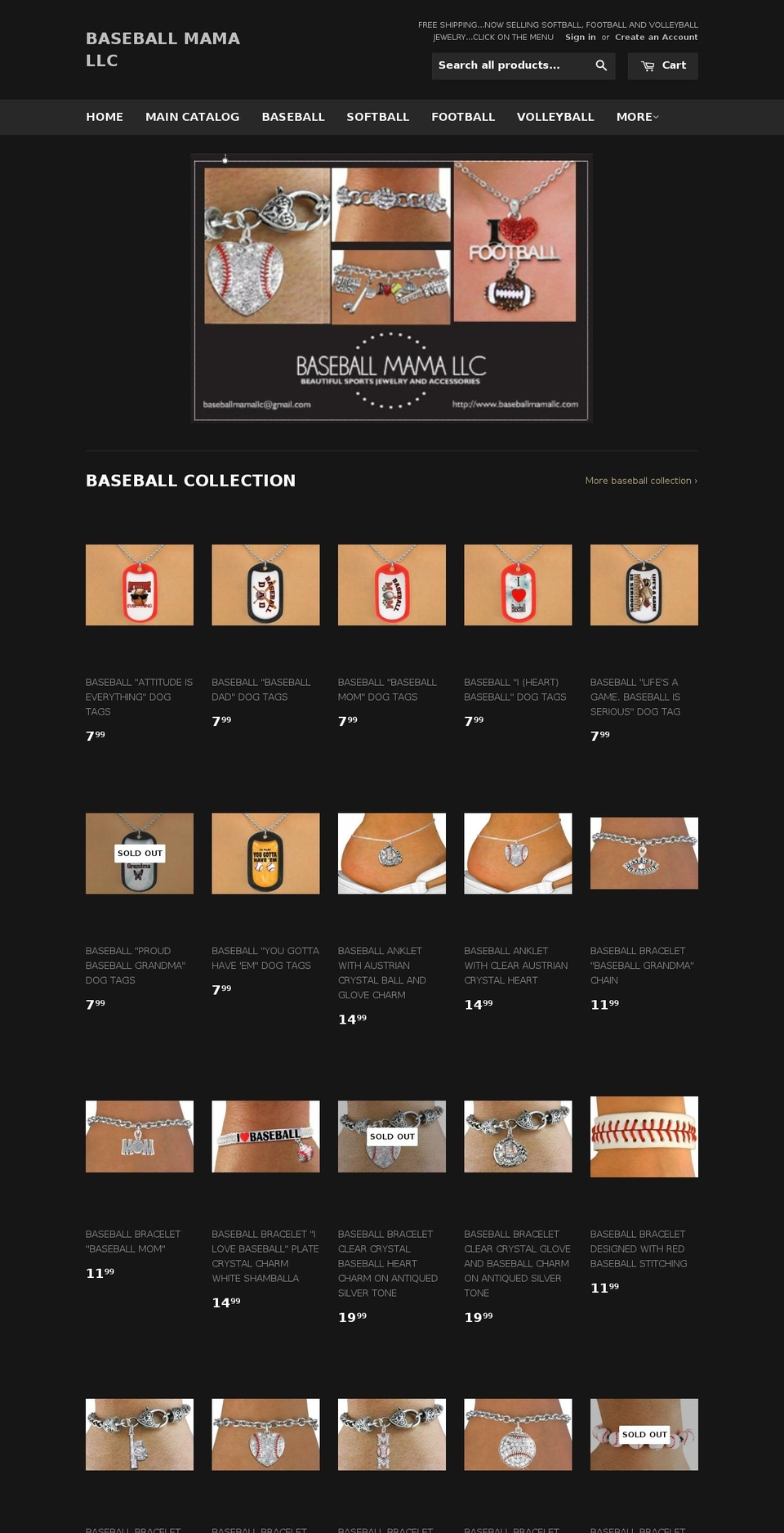 baseballmamallc.com — Shopify storefront screenshot