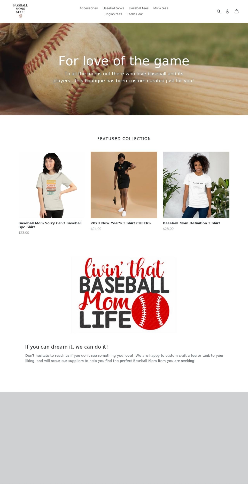 baseballmomsshop.com shopify website screenshot