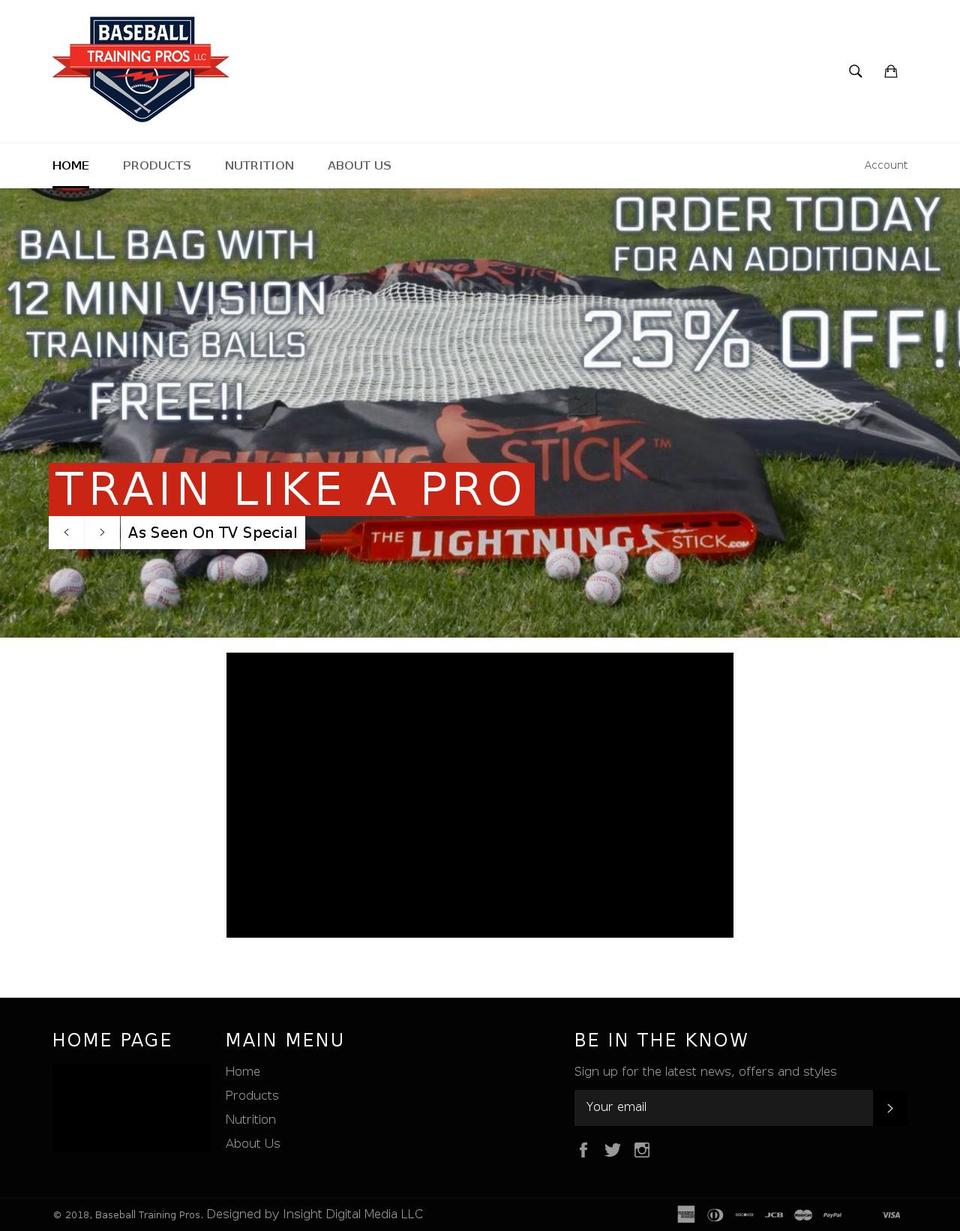 baseballtrainingpros.com shopify website screenshot