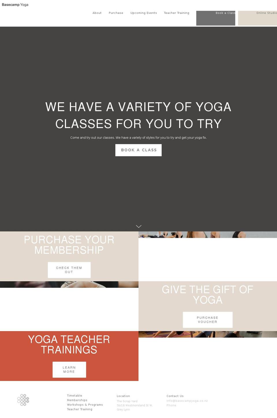 basecamppoweryoga.com shopify website screenshot