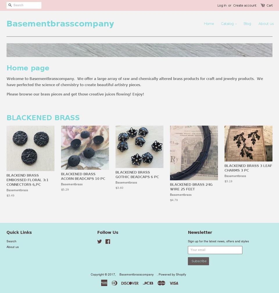 basementbrasscompany.com shopify website screenshot