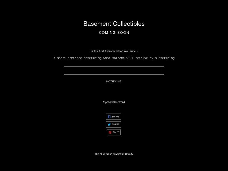 basementcollectibles.com shopify website screenshot