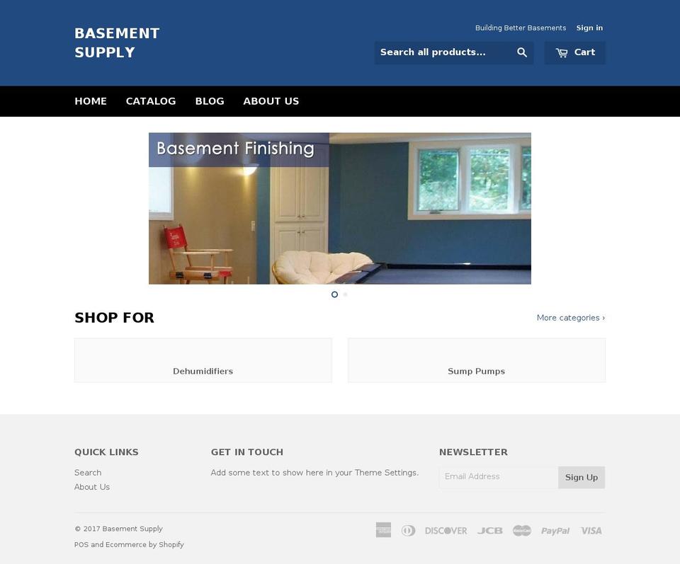 basementsupply.com shopify website screenshot