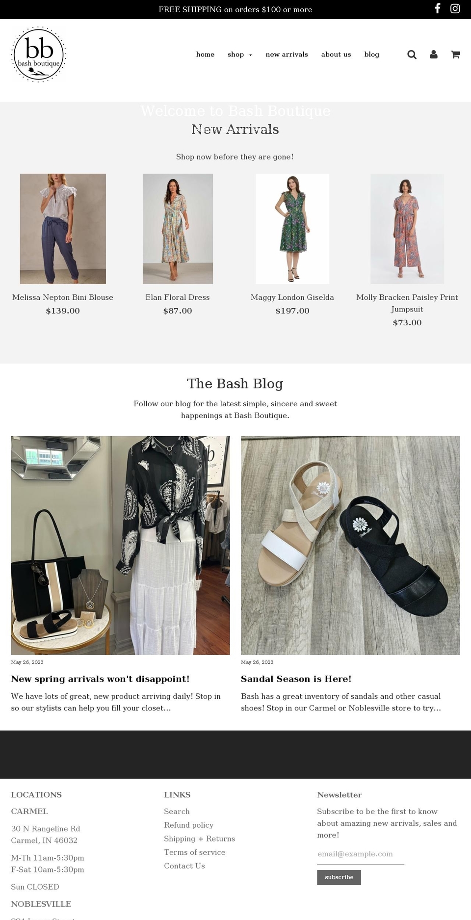 bashboutique.net shopify website screenshot