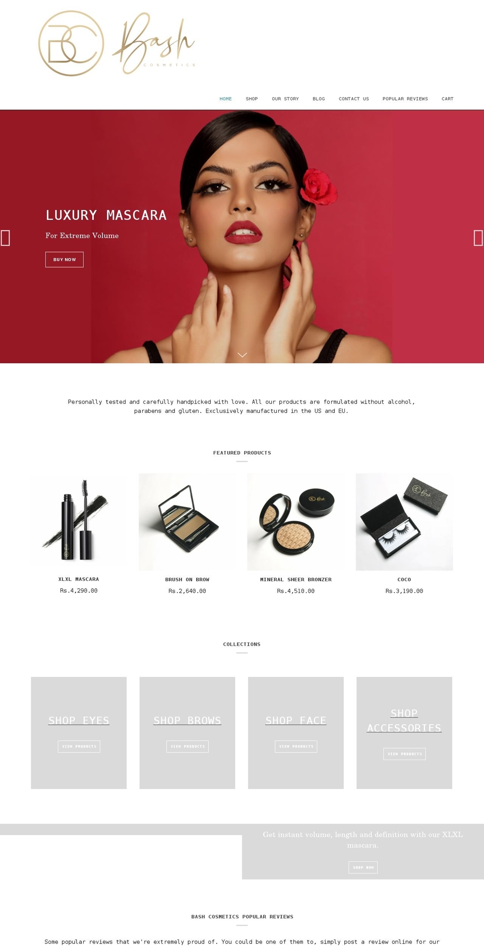 bashcosmetics.com shopify website screenshot