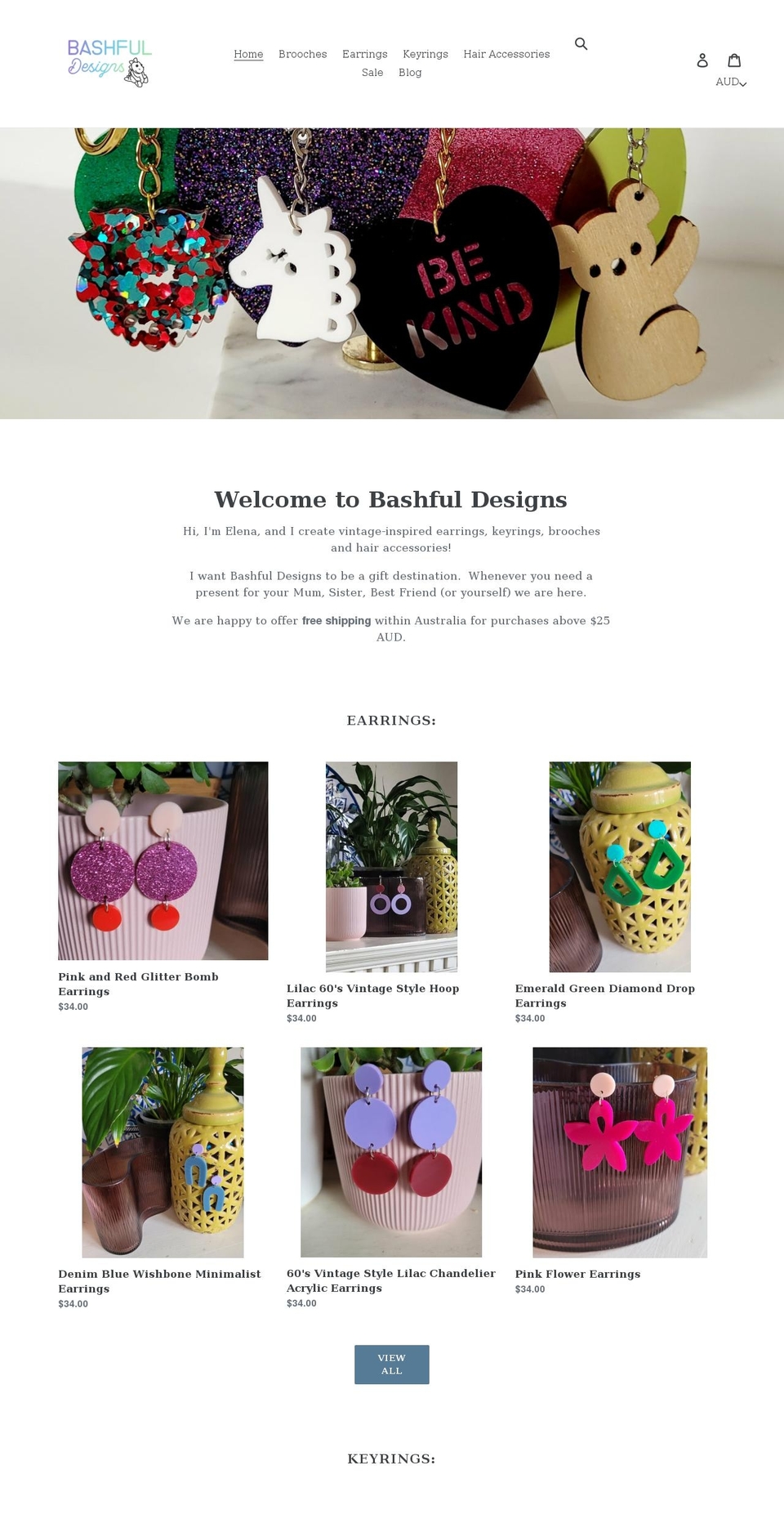 bashfuldesigns.com.au shopify website screenshot