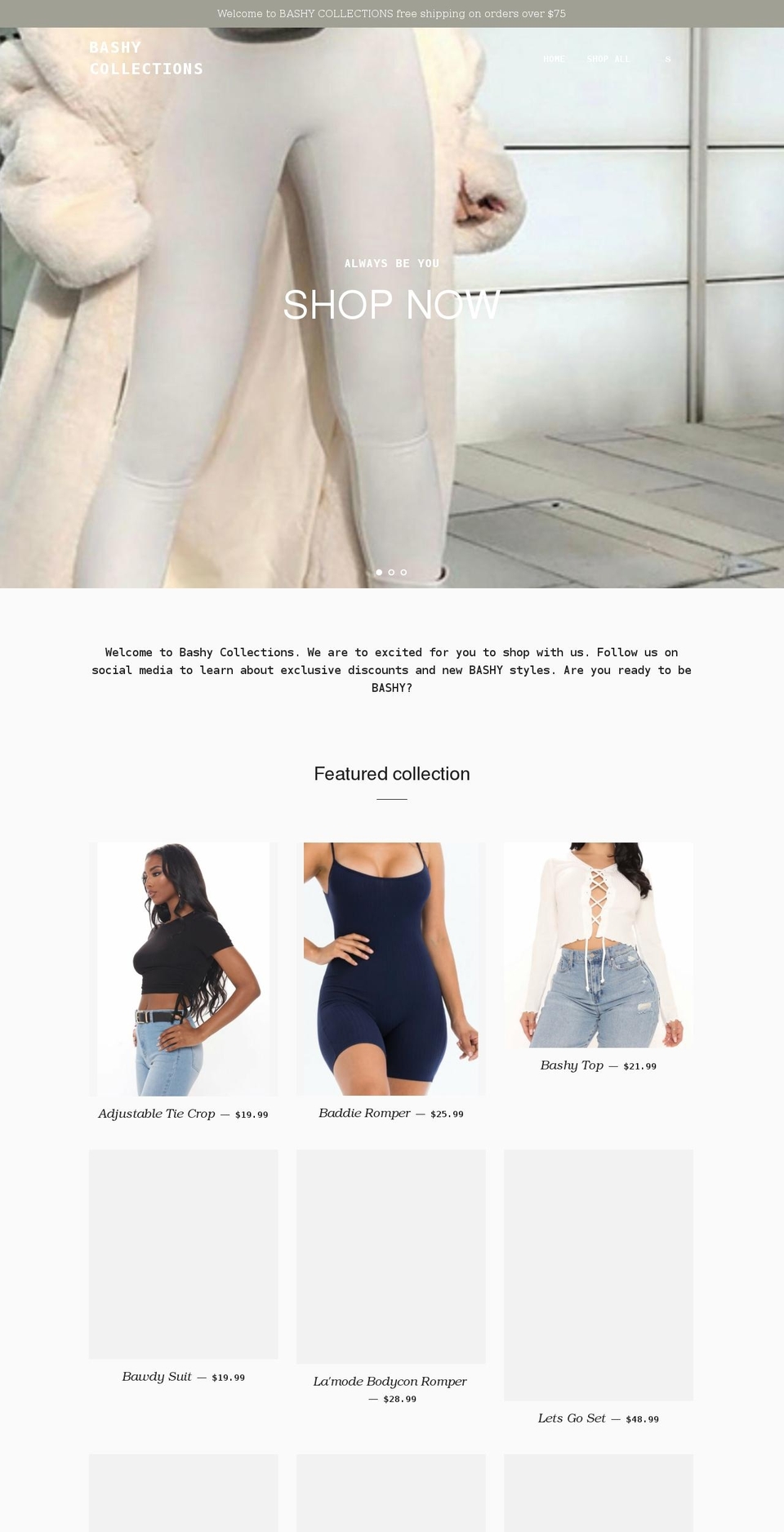 bashycollections.com shopify website screenshot