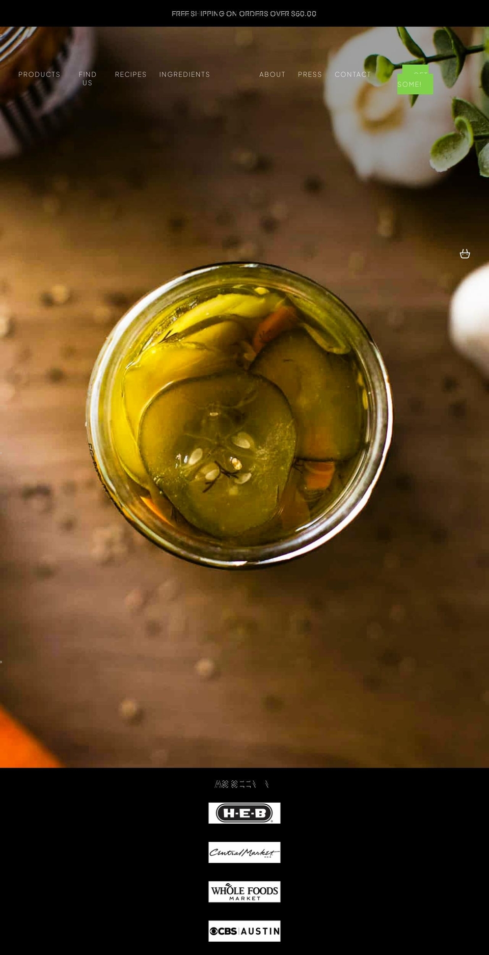 basiaspickles.com shopify website screenshot