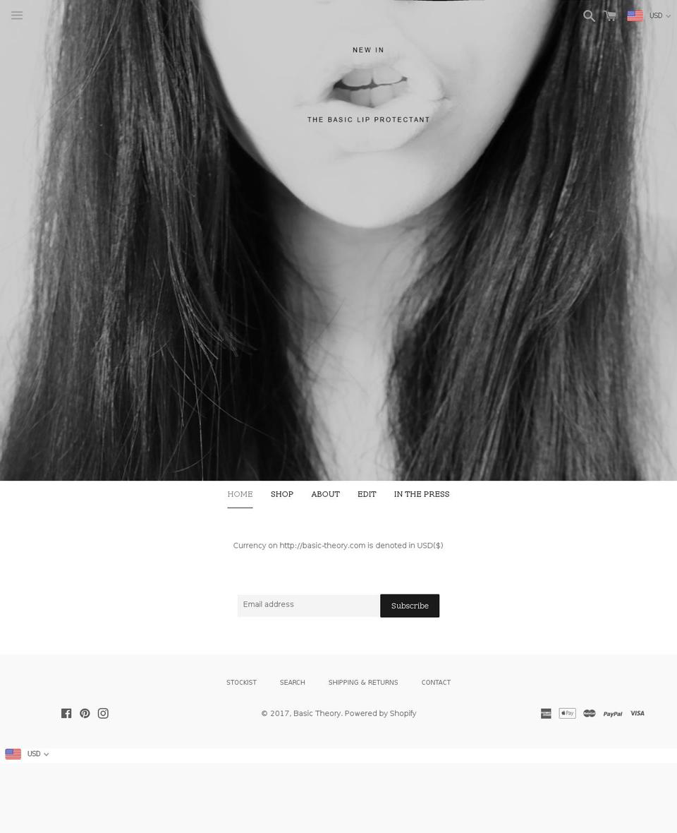 basic-theory.com shopify website screenshot