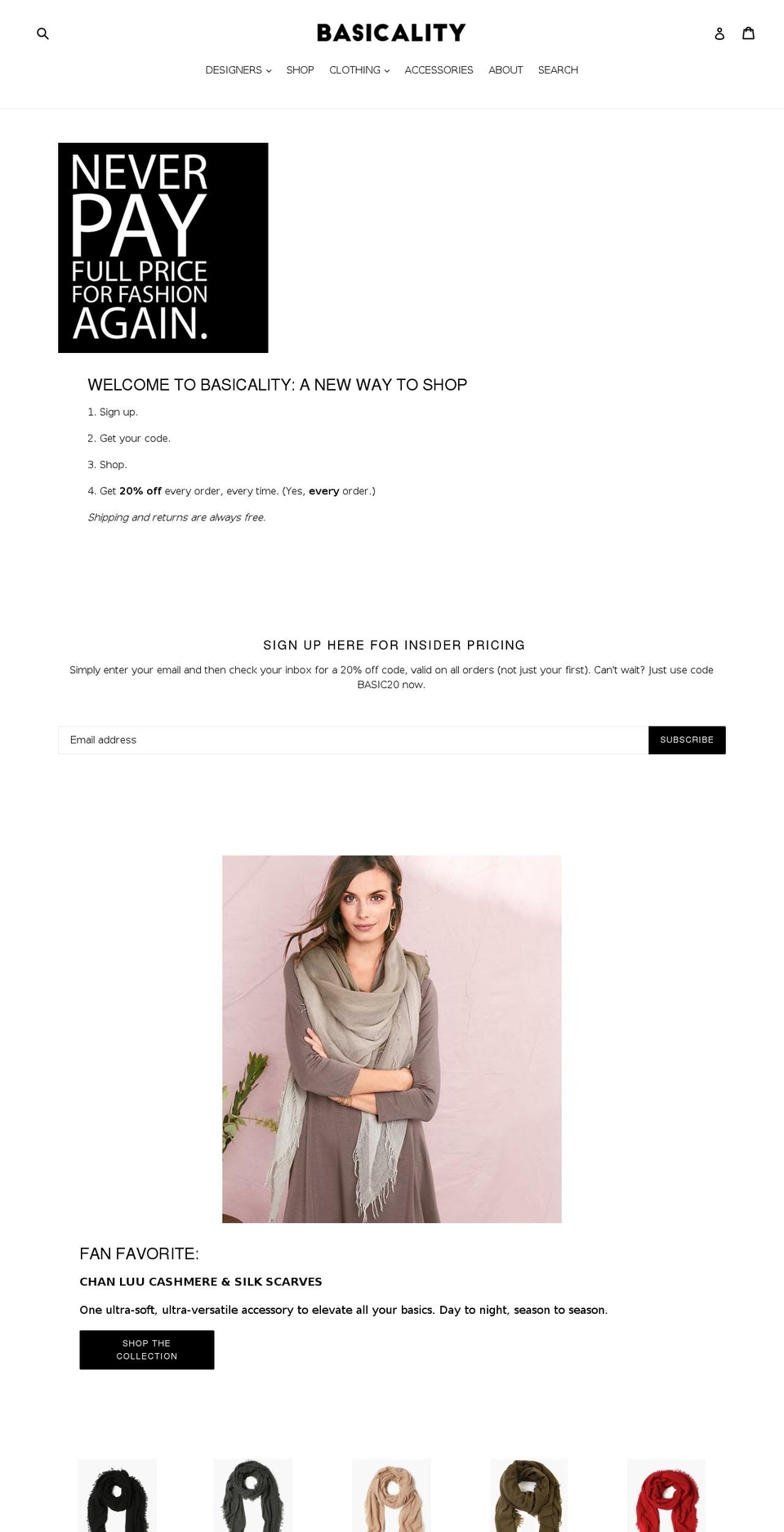 basicalitee.com — Shopify storefront screenshot