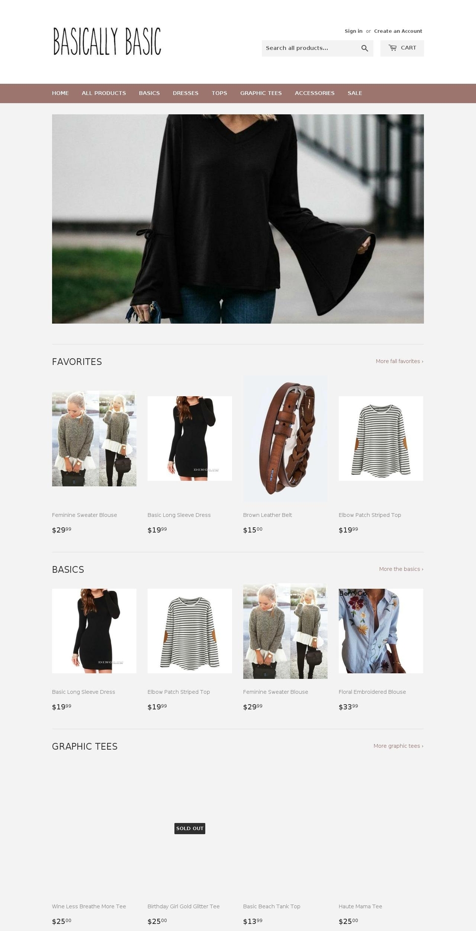 basicallybasicboutique.com — Shopify storefront screenshot