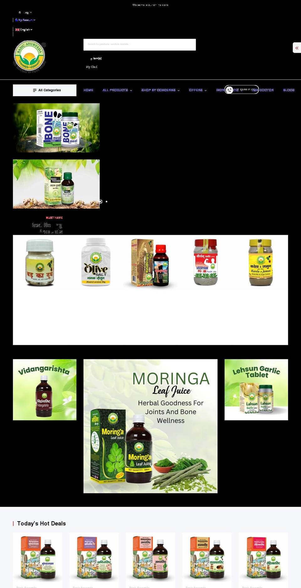 basicayurvedalimited.com shopify website screenshot