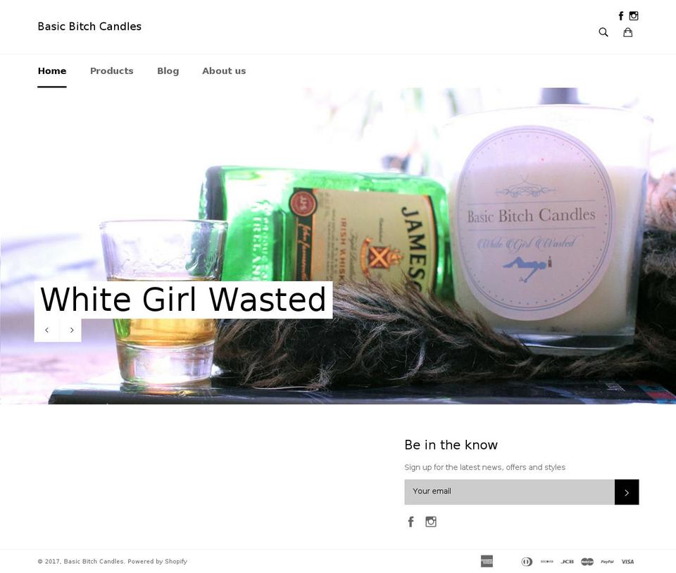 basicbitchcandles.com shopify website screenshot