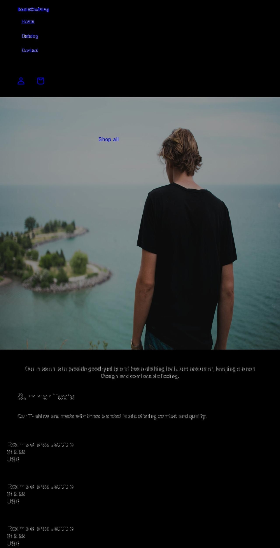 basicclothing.store shopify website screenshot