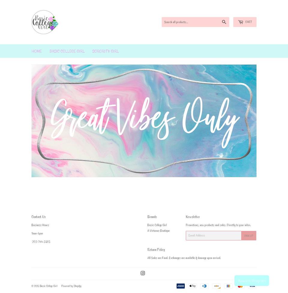 basiccollegegirl.com shopify website screenshot
