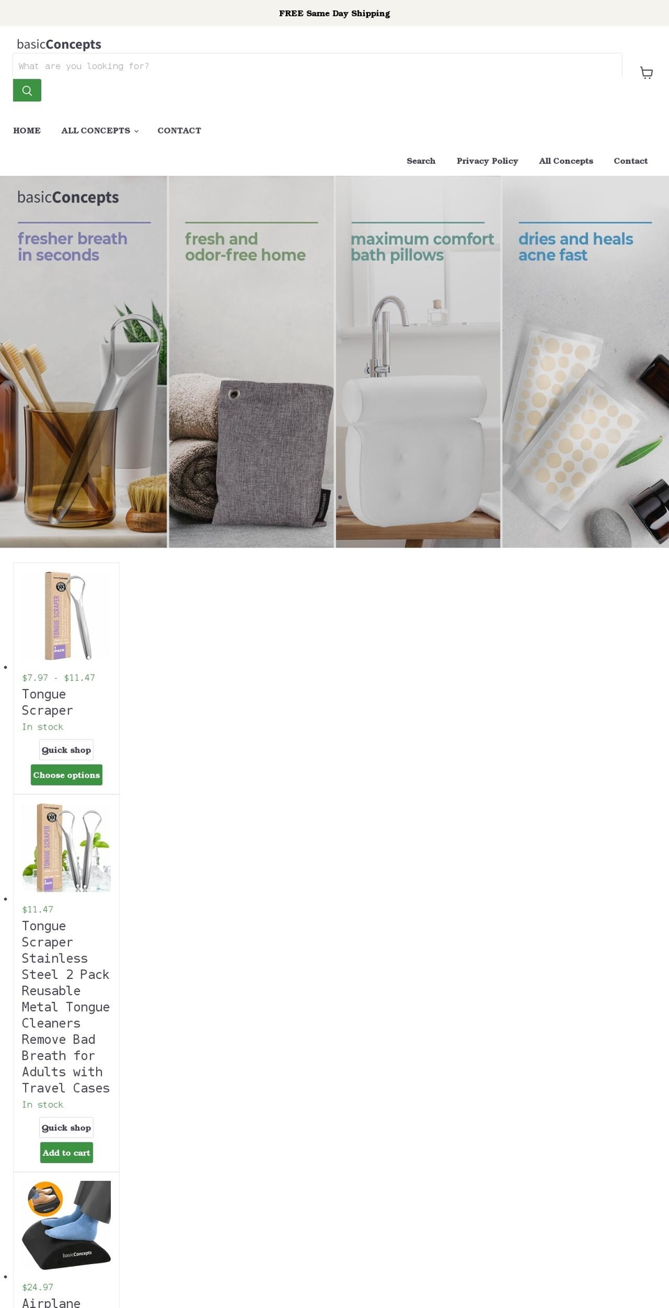 basicconcepts.net shopify website screenshot